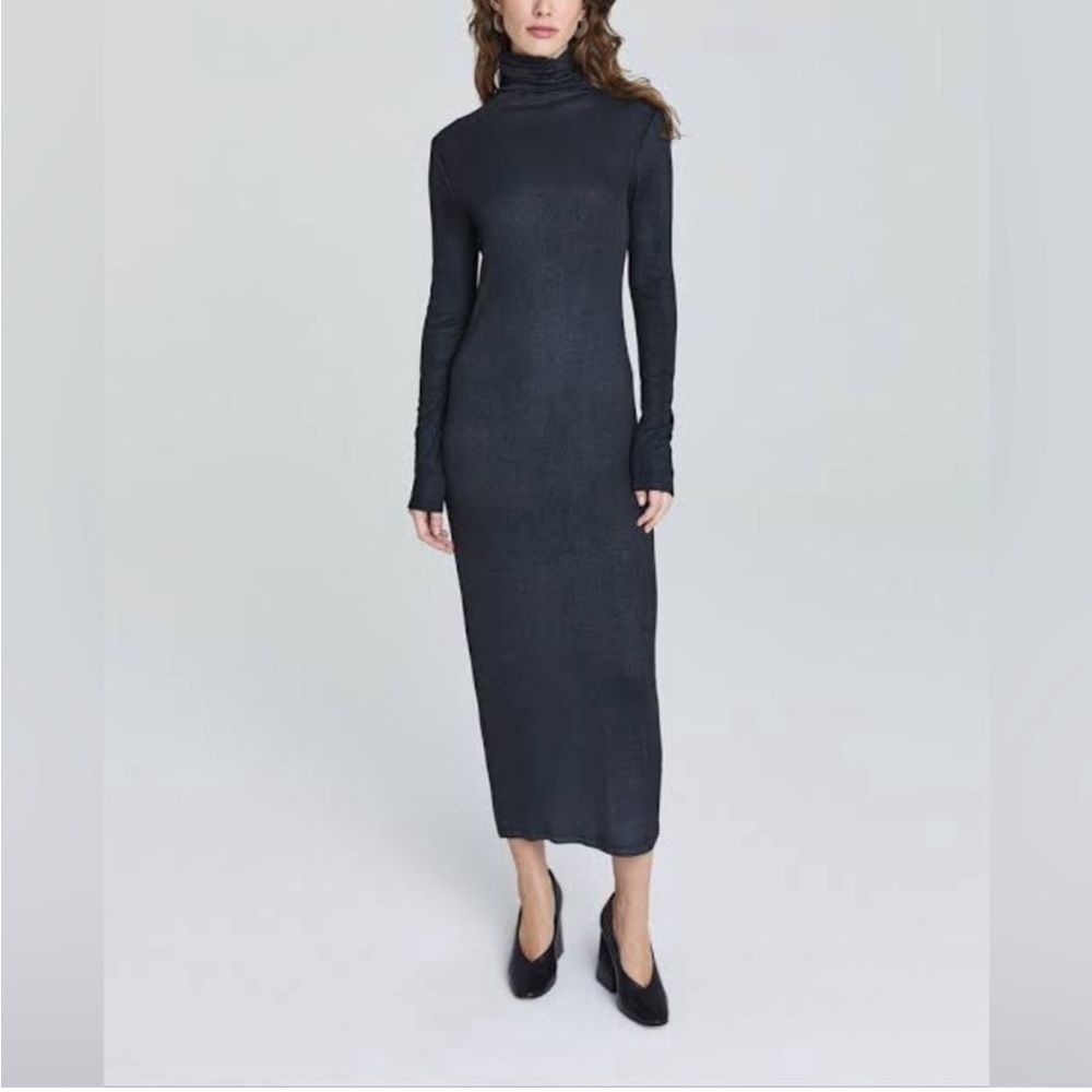 Adriano Goldschmied Small Chelsen Turtleneck Midi Dress Dark Gray Bodycon NWT